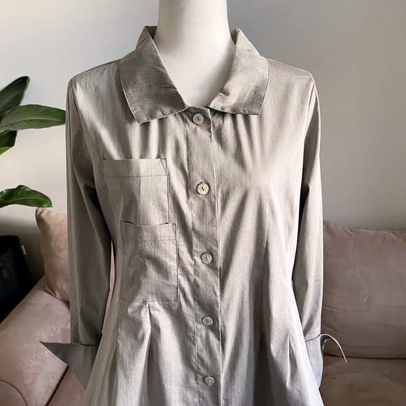 Vince Structured Shirt Dress Button Up Gray - Picture 2 of 10